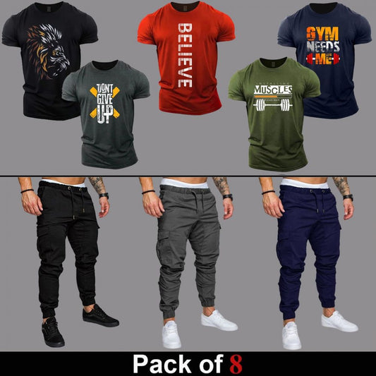 8pcs - LAKMJ Deal (5 T-Shirts + 3 Cargo)